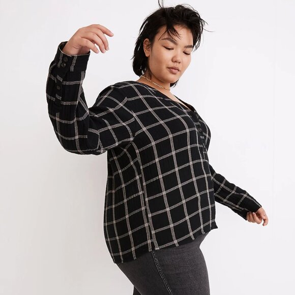 Madewell Lightspun Evert Top in Windowpane - Picture 5 of 6